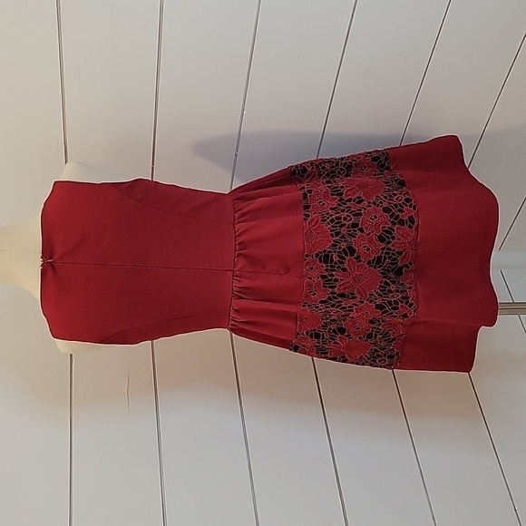 Altar'd State medium red mini dress with crochet - Picture 2 of 7